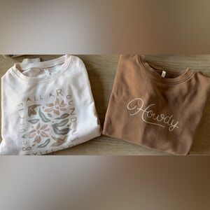 Rylee+ Cru Kids Cozy Logo Sweatshirt - White & Brown